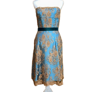 Jovani Cocktail Dress with Lace Beading Sequins Velvet and Coordinating Sash EUC